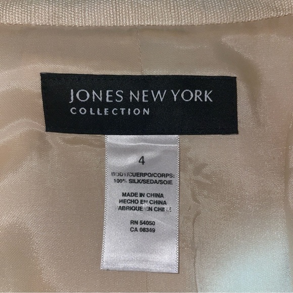 Jones New York Blazer off white 100 percent silk vintage notched sleeve size 4 - Picture 7 of 7